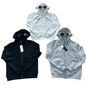 Gilets à capuche amples doublés en polaire pour hommes, style lunettes, broderie 3D tendance, pour le commerce transfrontalier - Product Image 2