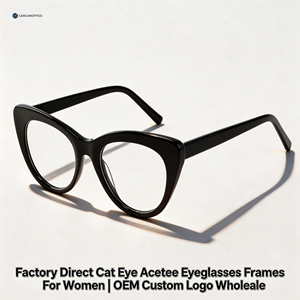 กรอบแว่นตาอะซิเตททรงแคทอายสำหรับผู้หญิง |   แว่นตาหรูหรา เลนส์ออพติคอล |   แว่นตาแฟชั่น |   รับผลิตตามสั่ง OEM ขั้นต่ำน้อย - Product Image 1