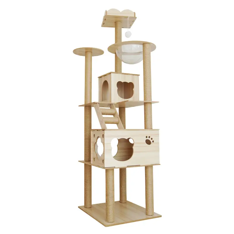 Árbol de madera para gato, casa de 7 capas, columna de Sisal multifuncional, cápsula espacial, marco de escalada, árbol para gato, venta al por mayor
