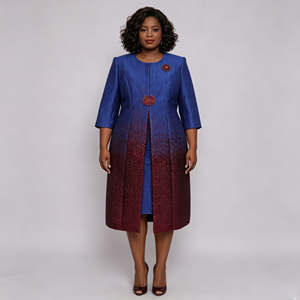 Vente d'usine : Ensembles de cérémonie pour mère de la mariée, grandes tailles, avec veste, robes en brocart et costumes pour femmes, fabriqués en Chine. - Product Image 3