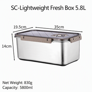 Lonchera de Acero Inoxidable 304 de Grado Alimenticio, Simple, para Refrigerador, Caja de Almacenamiento Sellada para Frutas - Product Image 5