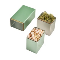 Boîtes rectangulaires carrées en métal pour café, biscuits, thé, boîtes d'emballage, boîte de rangement en fer blanc, vente en gros
