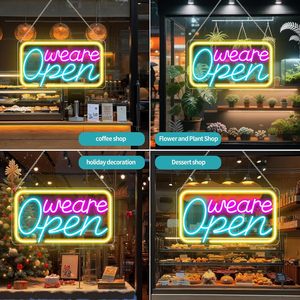 Enseigne néon LED dimmable en acrylique « Nous sommes ouverts » – Décoration publicitaire pour café, boulangerie, commerce de détail, restaurant - Product Image 2