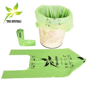 China manufacture biodegradable corn starch pla garbage bags compostable heavy duty black 30 gallon bio plastic trash bag
