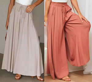 Lote de stock Culottes largos para mujer, cintura elástica, <span class=keywords><strong>pantalones</strong></span> holgados de gran tamaño para mujer - Product Image 3