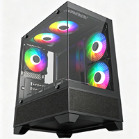 Boîtier PC populaire et économique pour mini PC gaming, compatible cartes mères M-ATX ITX, 7 positions de ventilateurs, refroidissement liquide 240, 1 SSD 1 HDD, en verre transparent