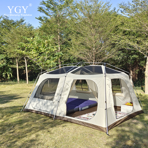 Tente familiale <span class=keywords><strong>YGY</strong></span> pour le camping en plein air, deux chambres, type villa, 13'x9', double couche, trois saisons, type étendu, tissu Oxford noir/argent - Product Image 2