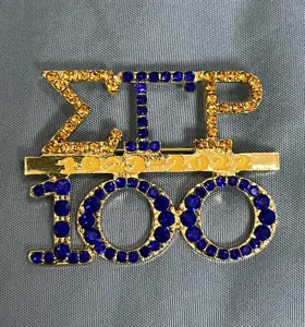 1922-2022 시그마 감마 Rho 브로치 옷깃 핀 블루 골드 크리스탈 다이아몬드