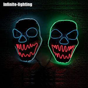 Máscara <span class=keywords><strong>de</strong></span> <span class=keywords><strong>payaso</strong></span> <span class=keywords><strong>asesino</strong></span> misterioso aterrador tira divertida <span class=keywords><strong>de</strong></span> luz LED neón Popular - Product Image 6