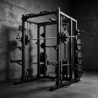 Rack Commercial Compact Tout-en-un pour Petites Salles de Sport, Largeur 2200mm, Machine Smith Multi-Planes 3D, Combo Power Rack et Barre de Traction en Carbone