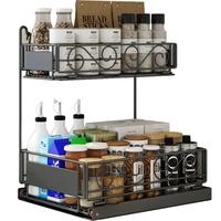 Étagère coulissante sous évier à épices Rangement de bouteille pot à condiments pour la cuisine