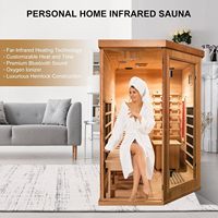 Sauna infrarouge à domicile, sauna sec en bois de pruche avec panneau de commande LED et porte en verre trempé, chaise longue pour une personne