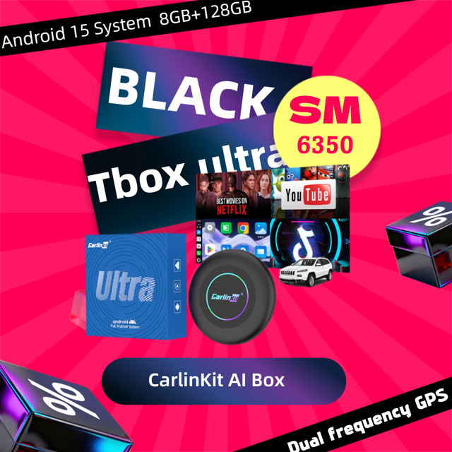 Carlinkit Android 15 AI Box 8G 128GB 6350 512gb Tv Box Wireless Carplay Android Auto Adapter Car Play Dongle for Carplay