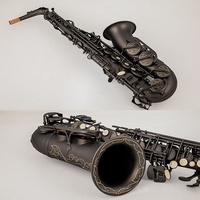 Matte Black Nickel Frosted Finish Alto Saxophone Professional EB Tone Brass Body Woodwind Instrument with Engraved Pattern