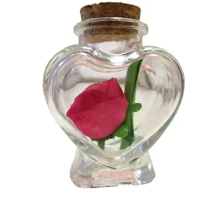 New Heart Shape Decorative Glass Candy Jar with Wooden Cork lid or metal lid for Sweet Storage