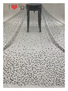 Luxury <strong>Shiny</strong> Colorful rainbow Rhinestone <strong>Mesh</strong> <strong>Fabric</strong> Tulle <strong>Fabric</strong> with square Rhinestone for Wedding Dress - Product Image 6
