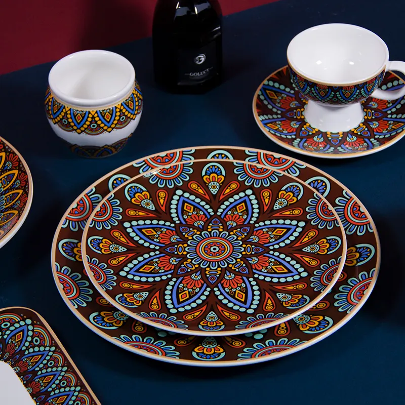 Bohemia Style Ceramic Dishes Plates Multiple Models Dinnerware Sets Porcelain For Home Restaurant Tableware Bowls And Plates