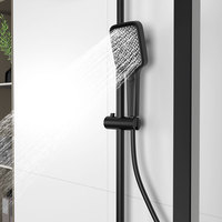 Robinets de commande de douche thermostatiques numériques à 4 fonctions de luxe Système de bain à effet pluie en laiton Tête de clé de piano Mélangeur à jet LED Jet de piano