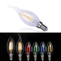 E12 E14 E26 E27 C35 C35T bleu vert Orange jaune rouge couleur ampoule de bougie 2W 4W coloré LED ampoule à Filament pour la décoration