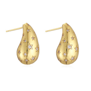 Boucles d'oreilles clous élégantes et tendance <span class=keywords><strong>en</strong></span> forme d'œuf de <span class=keywords><strong>pigeon</strong></span> pour femme, bijoux de luxe léger de forme irrégulière, style célébrité internet, zircon principal, laiton - Product Image 3