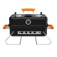 Barbecue portable au charbon de bois avec thermomètre et couvercle, pieds pliables, réchaud compact pour le camping, les pique-niques et le jardin