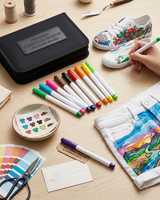 Kit de marqueurs textiles professionnels 12 couleurs |   Peinture textile lavable non toxique pour vêtements DIY, baskets et artisanat fait main