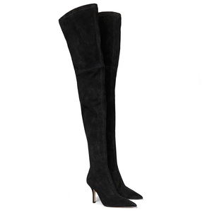 Noir Stretch daim cuissardes femmes sur le genou bottes <span class=keywords><strong>Camel</strong></span> talon haut bout pointu dames chaussures d'hiver - Product Image 5