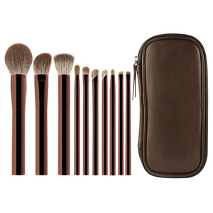 HG 10-Piece Makeup <b>Brush</b> Set Animal Hair Aluminum Handle <b>Round</b> Foundation <b>Brushes</b> Cangzhou - Product Image 3
