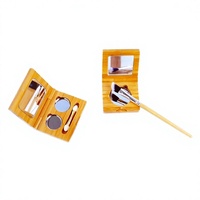 Palette de maquillage personnalisée en bambou et polyester recyclé, forme carrée, avec miroir, pour blush et fards à paupières