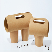 Supports de tasses personnalisés en carton ondulé kraft pour 1 ou 2 tasses, à emporter, pour café, thé et autres boissons