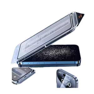 Dễ Dàng Cài Đặt Kit Đầy Đủ Bìa 9H HD Trong Suốt Tempered Glass Màn Hình Cho <span class=keywords><strong>iPhone</strong></span> 16 Pro Max 3D Nhanh Chóng Applicator - Product Image 1