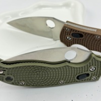 Couteau de poche de camping durable C101 avec bouton poussoir, outil EDC double fonction pliable, poignée ergonomique texturée et lame tranchante