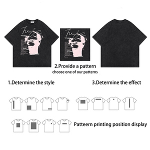 T-shirt Streetwear UNDINSUnisex, Vintage lavato, ritratto <span class=keywords><strong>e</strong></span> <span class=keywords><strong>testo</strong></span> grafico, <span class=keywords><strong>nero</strong></span>/<span class=keywords><strong>bianco</strong></span> - Product Image 4