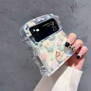 جراب هاتف مطبوع عليه زهور لطيفة عصري لهاتف سامسونج z flip 5 Wave Edge غطاء واقٍ ضد الصدمات لهاتف جالكسي z flip <span class=keywords><strong>3</strong></span> 4 5g - Product Image 3