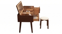 Coiffeuse moderne à rabat avec miroir, table de maquillage en bois massif avec tiroir de rangement pour petite chambre à coucher