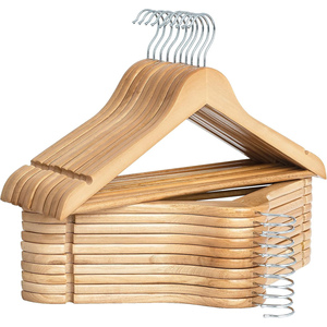 Vente directe usine : Cintre en bois simple, style classique de luxe, crochets métalliques chromés, couleurs personnalisables pour armoire et salle de bain - Product Image 1