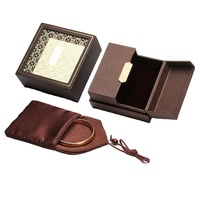 Boîte à bijoux vintage ajourée en papier texturé, pochette en soie à cordon, logo personnalisé, pour bracelets et bijoux en jade