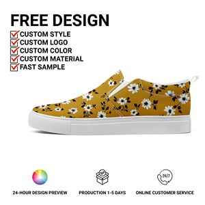 Maßgefertigte Bedruckte Blumen-Leinwand Komfortable Höhenerhöhende Slipper OEM/ODM Slip-on Sneakers für Herren & Damen FN071-25009144-8 - Product Image 2