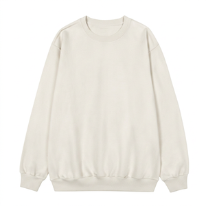 Sweat-shirt en molleton à col rond, coupe classique, couleur unie, 100% coton, tricoté, unisexe, décontracté, automne, écologique, blanc - Product Image 1