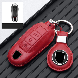 Étui de protection pour clé de voiture en cuir véritable pour <span class=keywords><strong>Porsche</strong></span> <span class=keywords><strong>Macan</strong></span> 718 Cayenne Paramela 911 Porte-clés - Product Image 2