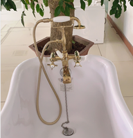 Ensemble de robinetterie de bain-douche thermostatique en laiton chromé à double poignée, à poser au mur, pour salle de bain