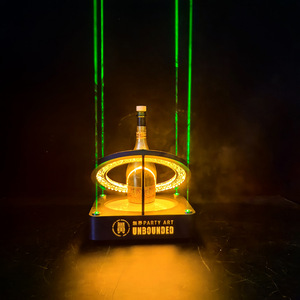 <b>Led</b> Illuminated Wine Display Stand <b>Round</b> Modern Party Art Unbounded Yellow <b>Light</b> Green Laser Base - Product Image 3