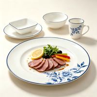 Service de vaisselle floral pour la maison, la cuisine, la salle à manger, le restaurant, assiette, bol, tasse en céramique bleue et blanche, vaisselle en porcelaine, cadeau