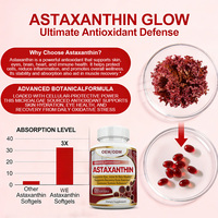 Gélules d'huile d'astaxanthine personnalisées par le fabricant, certifiées GMP, antioxydant, complément alimentaire naturel pour le soutien immunitaire des adultes