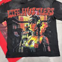 Kaos Pria Berkualitas Tinggi Desain Wash Black Hole Hot Drilling Hip Hop Vintage Streetwear LH Grosir Life Hustlers