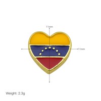 HP289 Nuevo Colgante de Corazón Esmaltado con Bandera Chapado en Oro de 18K, Amuleto de Bandera de Colombia y Puerto Rico para Fabricación de Joyas DIY, Venta al por Mayor