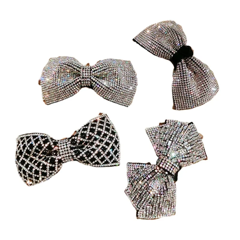 2021 Роскошные хрустальные заколки для волос с бантом из драгоценных камней, блестящие заколки для волос со стразами и бантом, заколки для волос