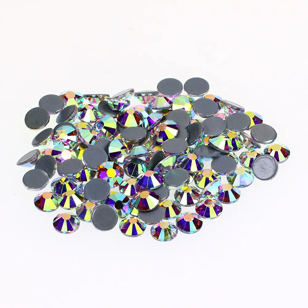 Dongzhou gemischte Größen runde Kristall AB Farbe Hotfix Strass für Kleidung