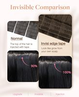 Bande adhésive invisible pour extensions de cheveux, cheveux humains brésiliens 4/27/4 Balayage Chocolat Brun/Blond Caramel, 10 pièces, 18 pouces, 25g