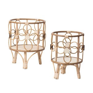 Support à fleurs en rotin tissé à la main, design circulaire, petite taille, décoration d'intérieur, porte-pot de plante - Product Image 4